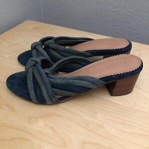 CREVO Rubie Blue Gray Tan Leather Heeled Sandals size 8 NEW